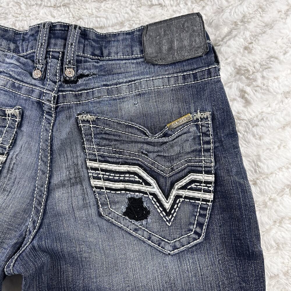 Buckle Salvage Jeans Men’s -31 S- Denim Blue Mayhem Regular Bootcut Distressed - Picture 12 of 16